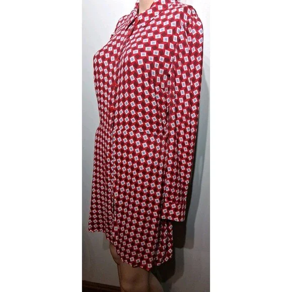 Reformation Hugh Geometric Long Sleeve Mini Shirtdress Size 6 - Picture 3 of 7